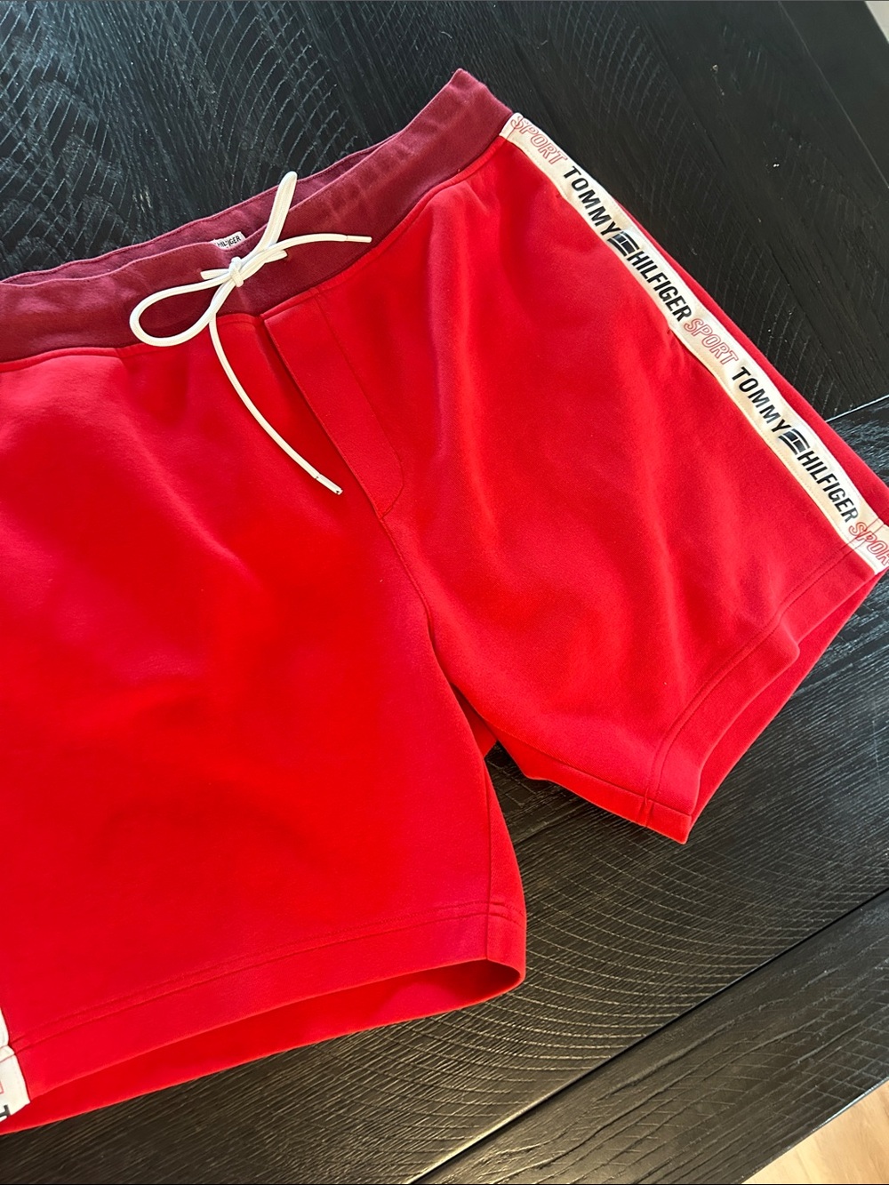 Men’s Tommy Hilfiger Two-Tone Red Drawstring Sport Shorts with White Trim XL